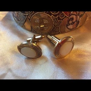Vintage MOP Shell Wedding Gold Cuff Links 1950